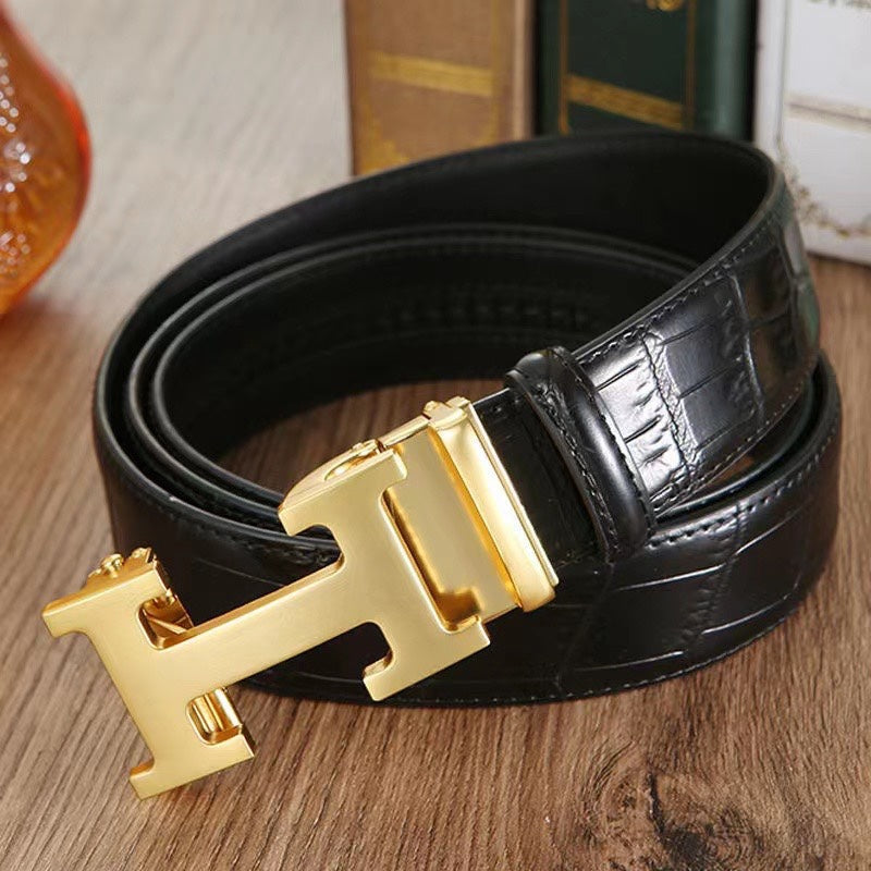 3 Colors Classic Alphabet Buckle Ladies Leather Belt