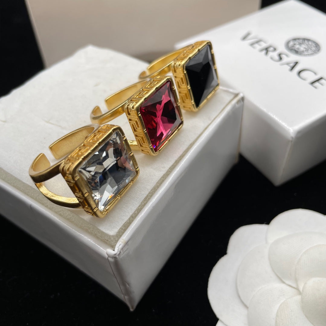 May New Products-May New-Tri-color gemstone open ring