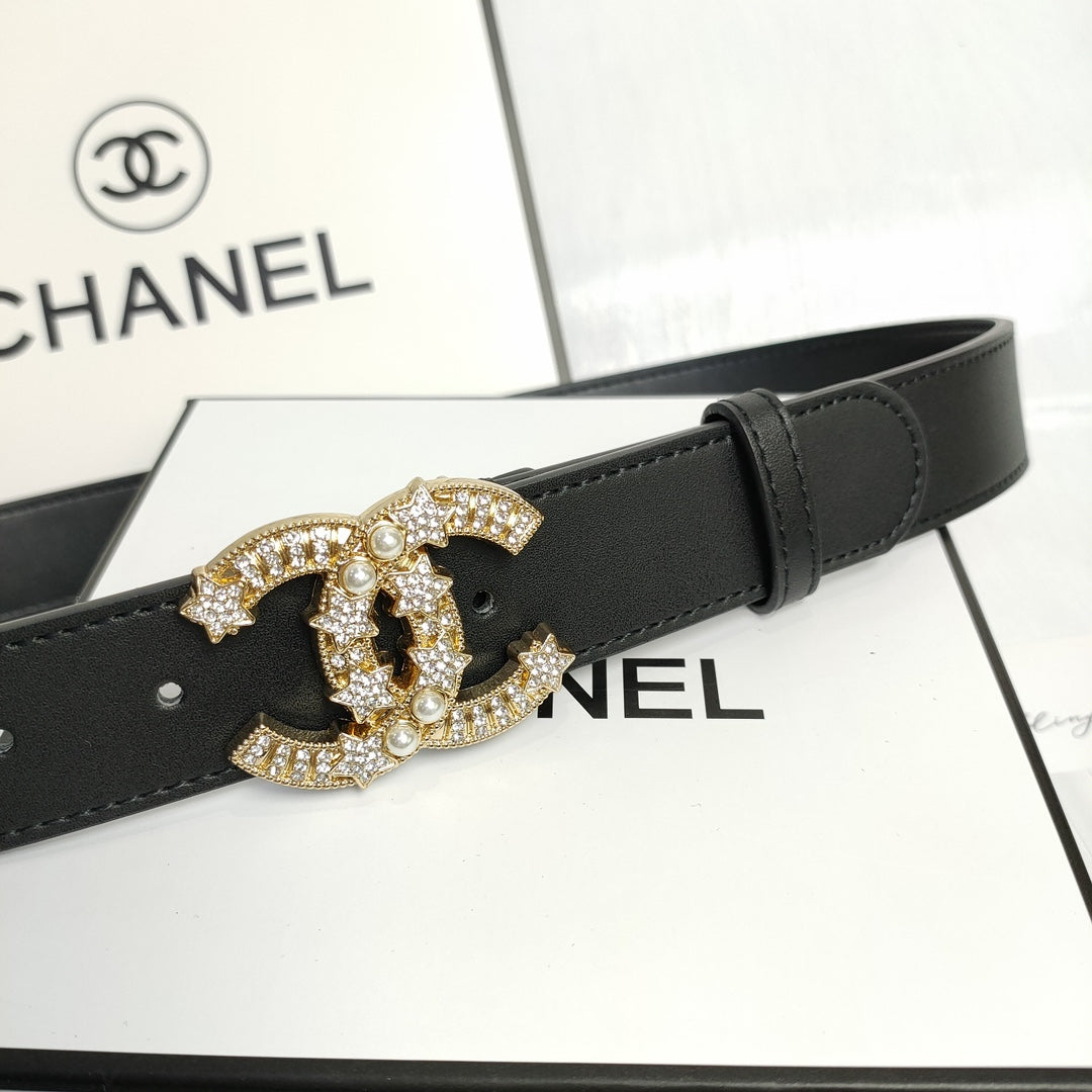 2 Colors Luxury Pearl CC Leather Belt