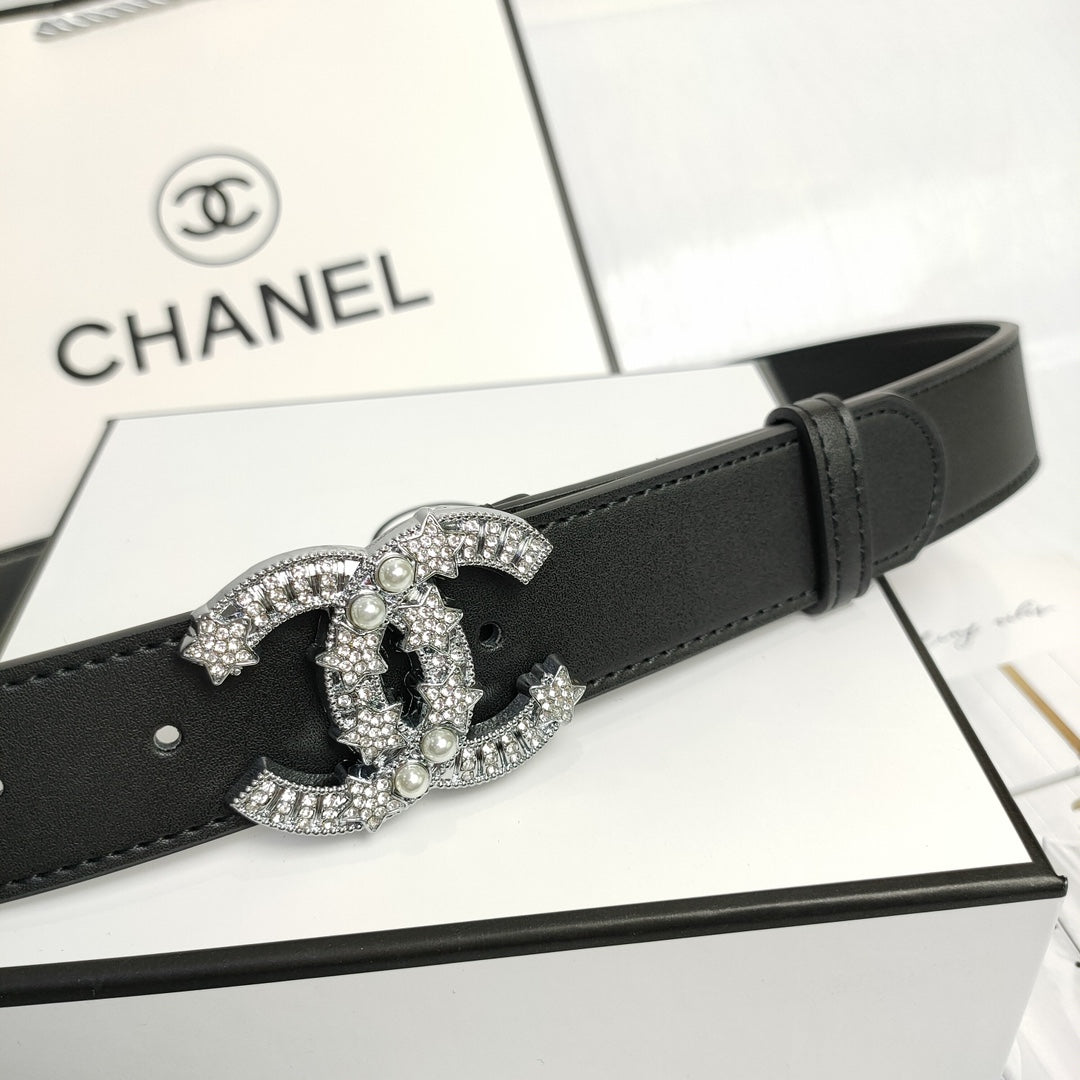 2 Colors Luxury Pearl CC Leather Belt