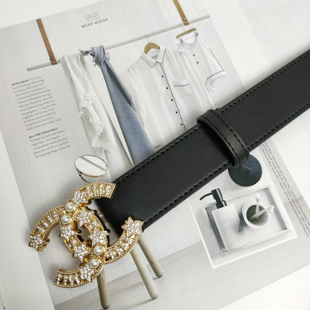 2 Colors Luxury Pearl CC Leather Belt