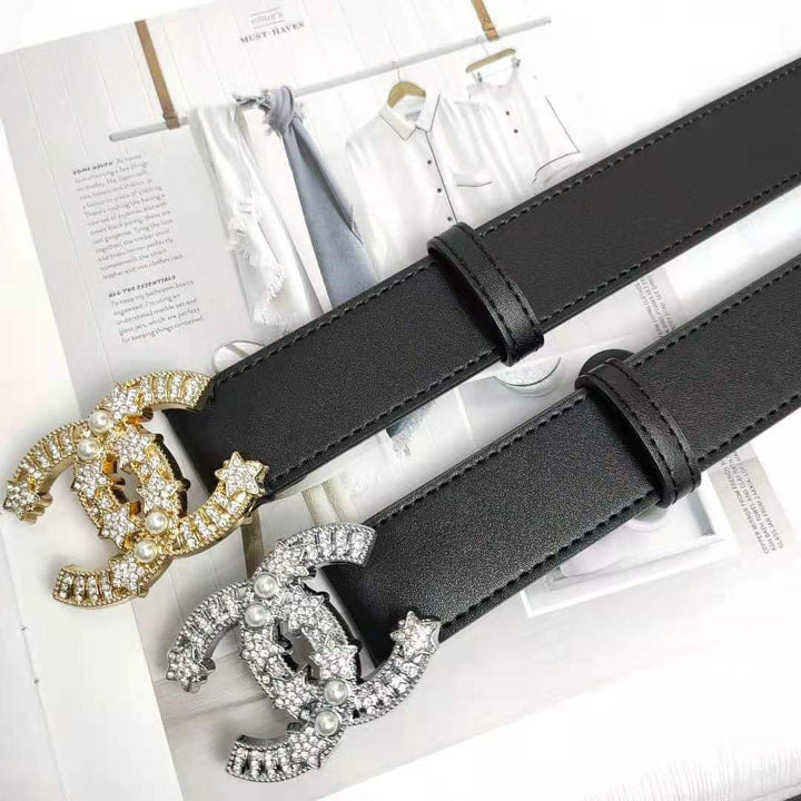 2 Colors Luxury Pearl CC Leather Belt