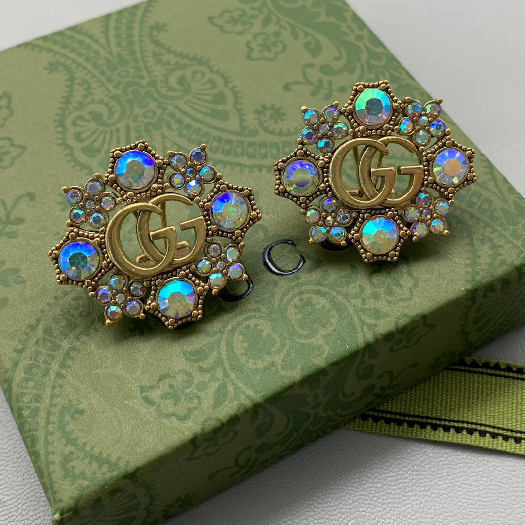 Fashion colored diamond earrings