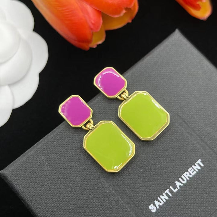 Luxury colored rhinestone earrings