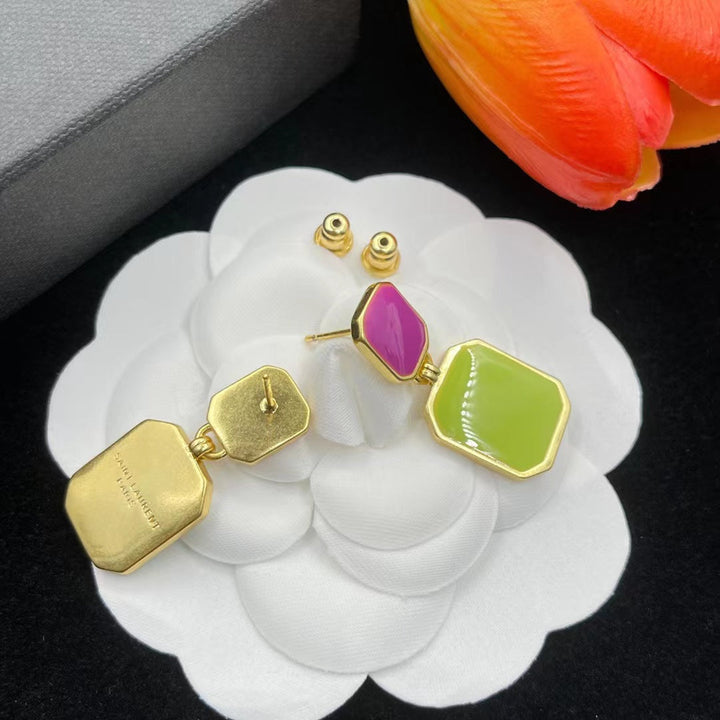 Luxury colored rhinestone earrings