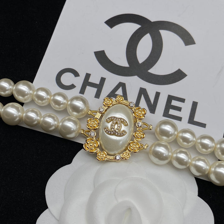 Deluxe Double C Pearl Necklace