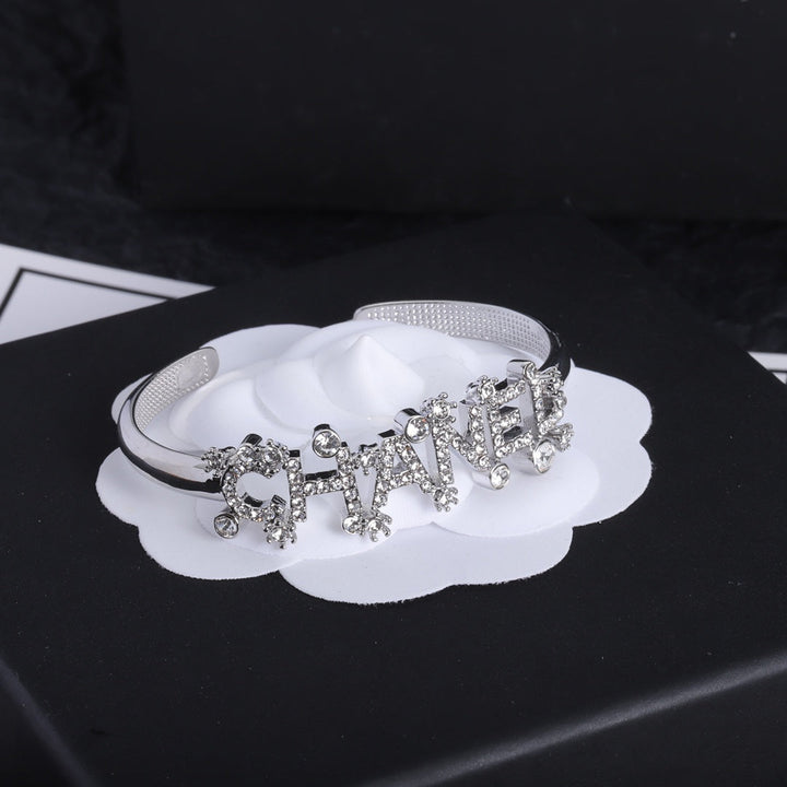 luxury rhinestone letter bracelet