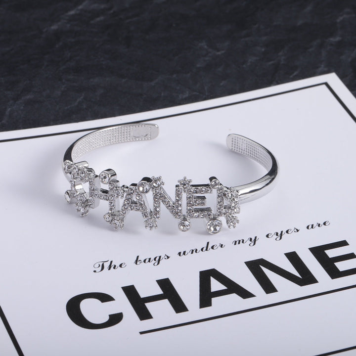 luxury rhinestone letter bracelet