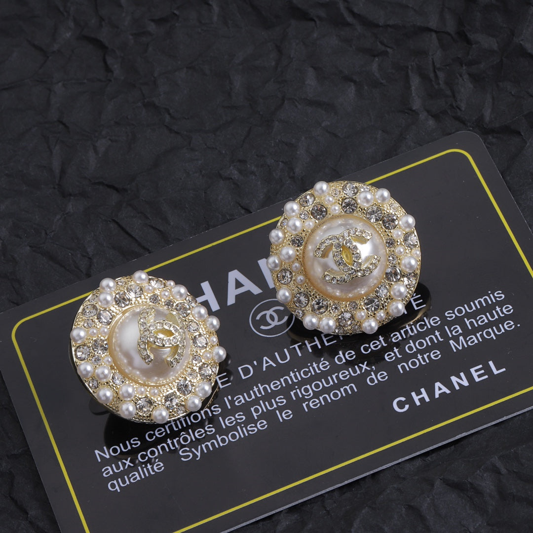 Luxury Rhinestone Double C Earrings