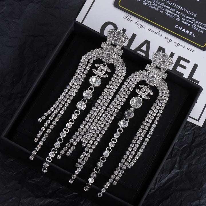 Deluxe Rhinestone Double C Earrings