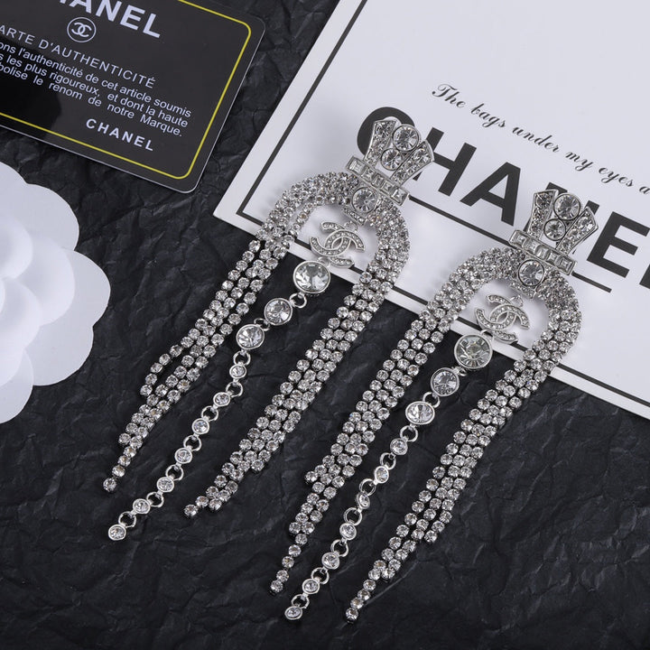 Deluxe Rhinestone Double C Earrings