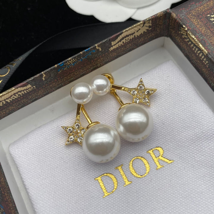 2024 new star pearl with diamonds retro earrings