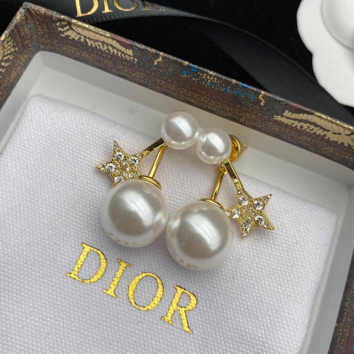 2024 new star pearl with diamonds retro earrings