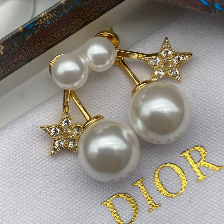 2024 new star pearl with diamonds retro earrings