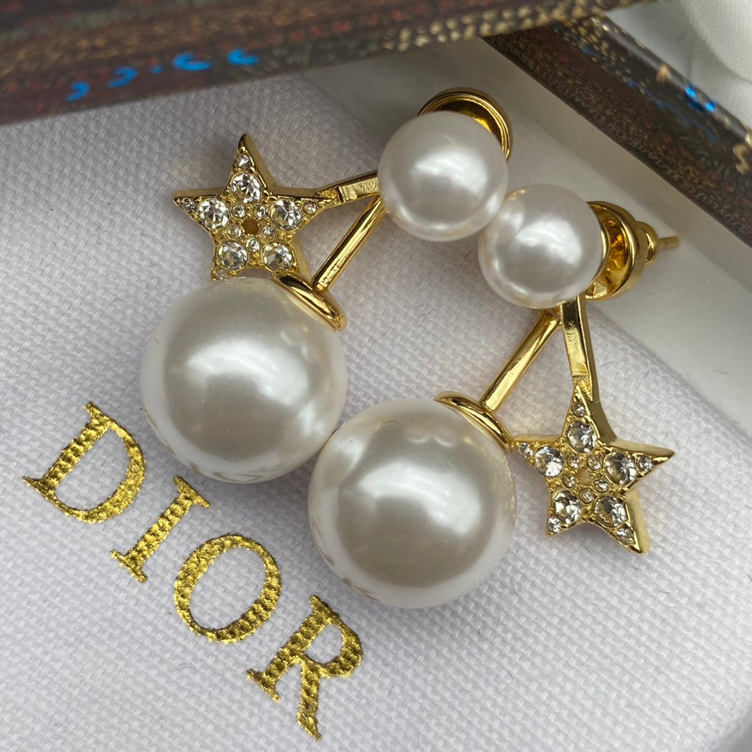 2024 new star pearl with diamonds retro earrings