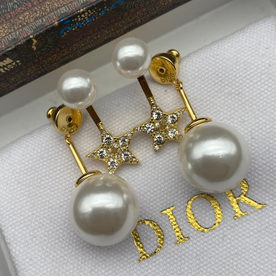 2024 new star pearl with diamonds retro earrings