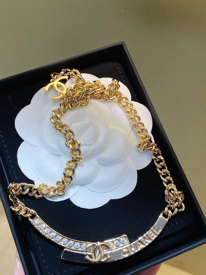 Luxury Gold Double C Smile Necklace