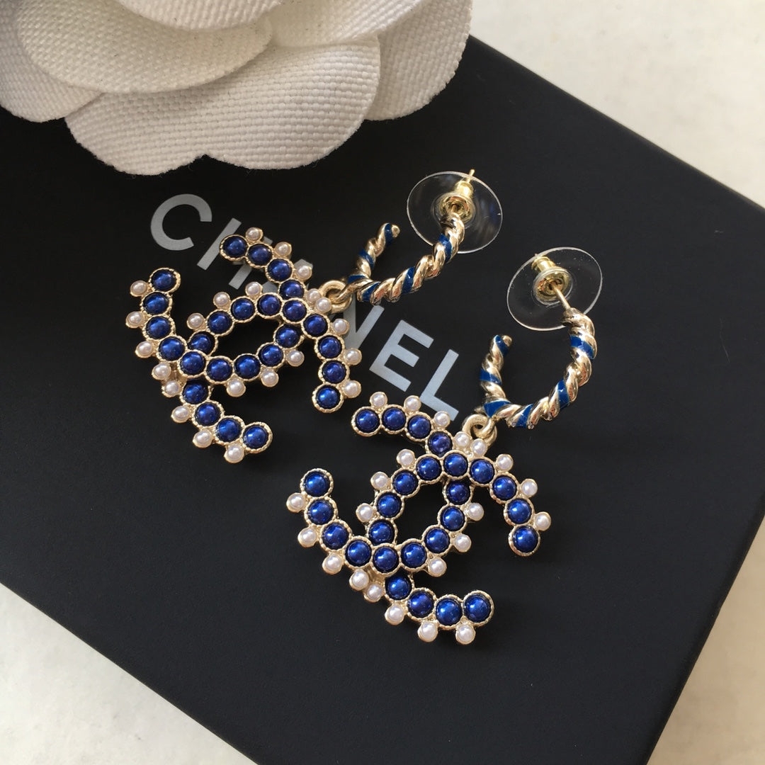 Classic Blue Bead Earrings