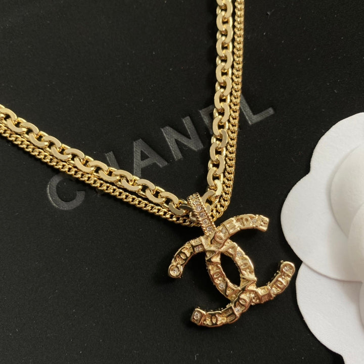 fashion double c diamonds temperament necklace