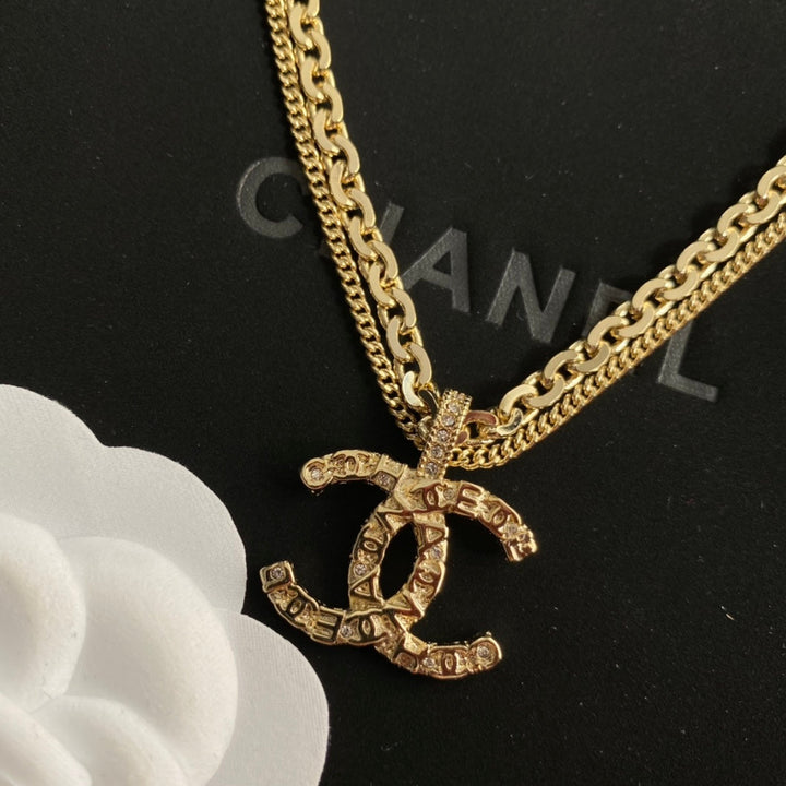 fashion double c diamonds temperament necklace