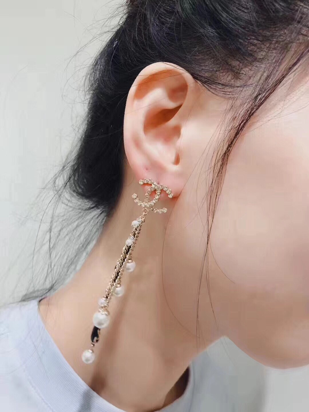 Luxury String Leather Pearl Earrings