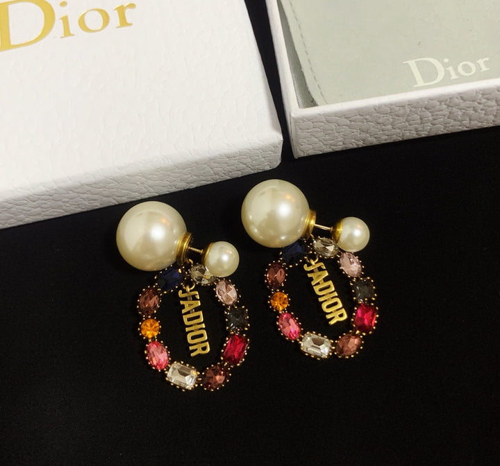 Luxury colored diamond pearl earrings