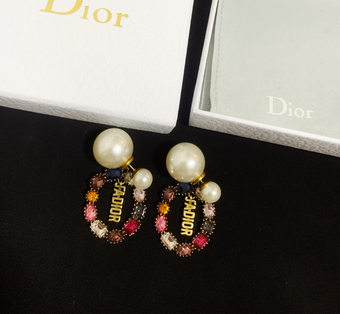 Luxury colored diamond pearl earrings