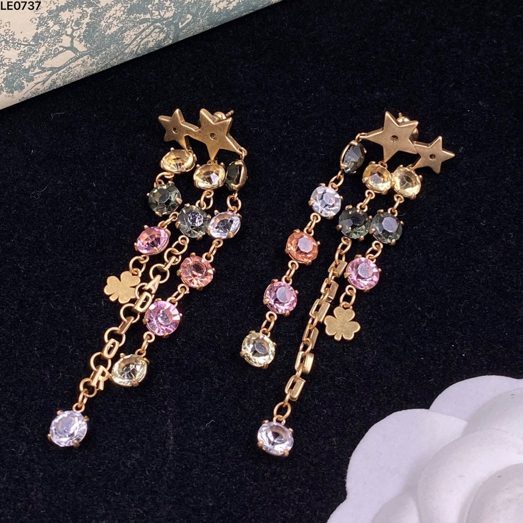 Deluxe water drop colored diamond earrings