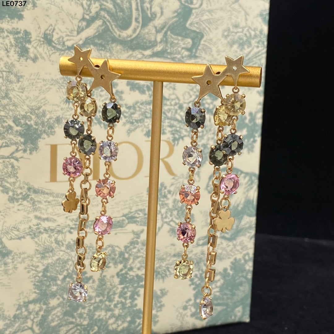 Deluxe water drop colored diamond earrings