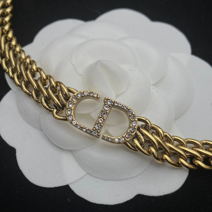 Classic Delicate Diamonds Vintage Necklace Bracelet Set