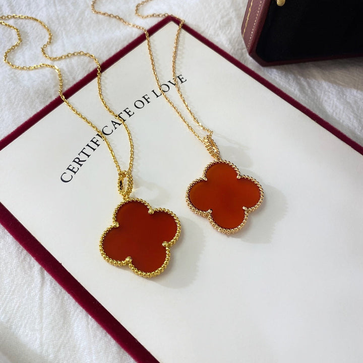 New chalcedony four-leaf clover necklace