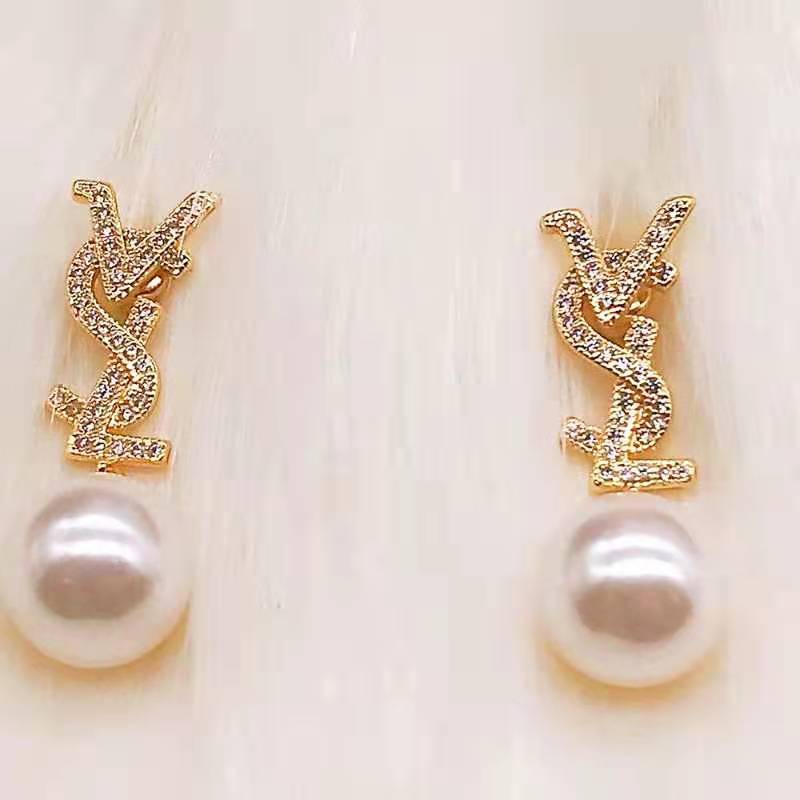 Classic Letter Loop Pearl Earrings