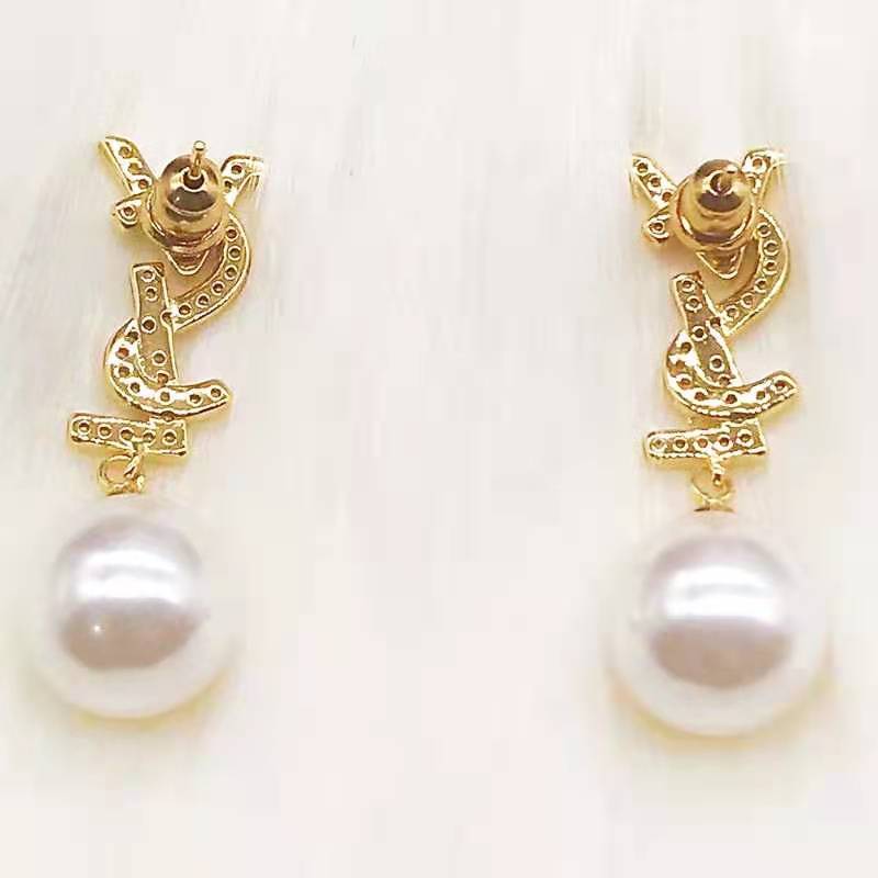 Classic Letter Loop Pearl Earrings