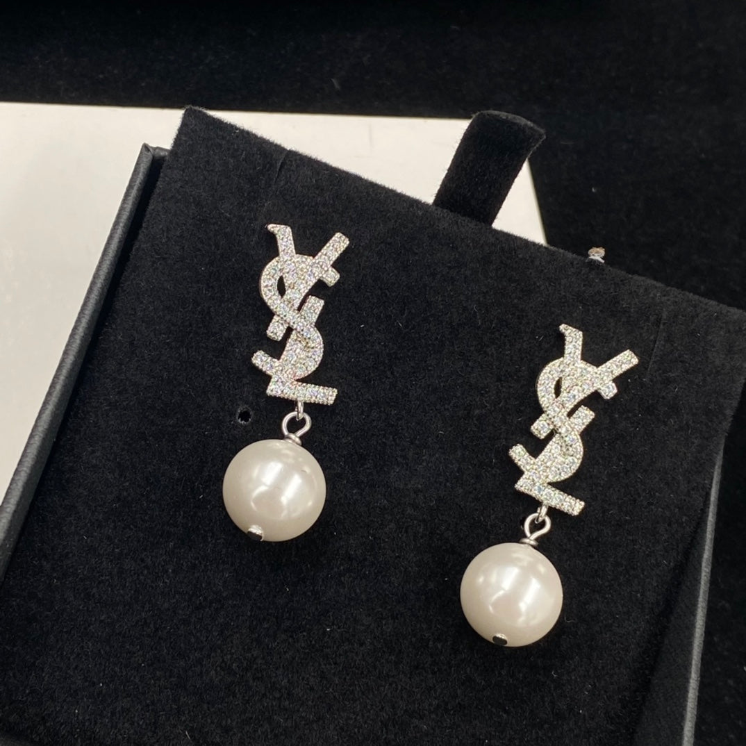 Classic Letter Loop Pearl Earrings