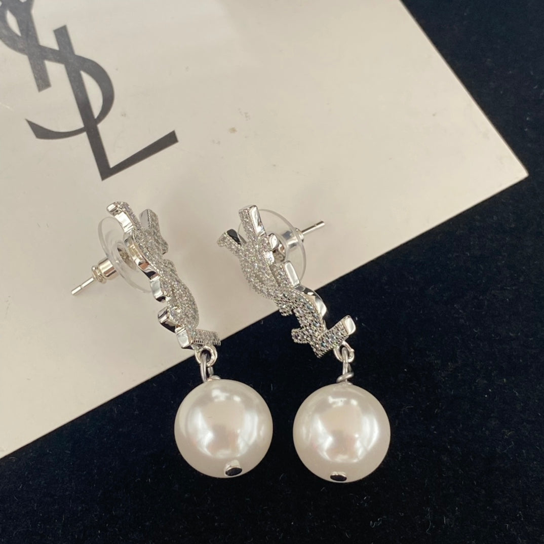 Classic Letter Loop Pearl Earrings