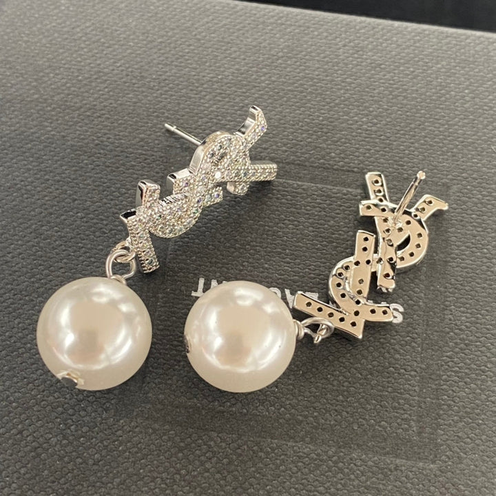 Classic Letter Loop Pearl Earrings