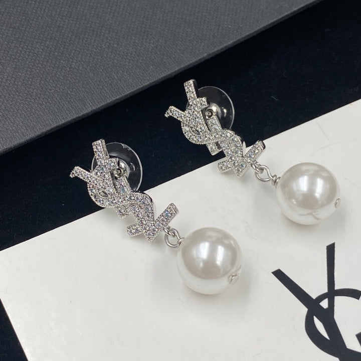 Classic Letter Loop Pearl Earrings