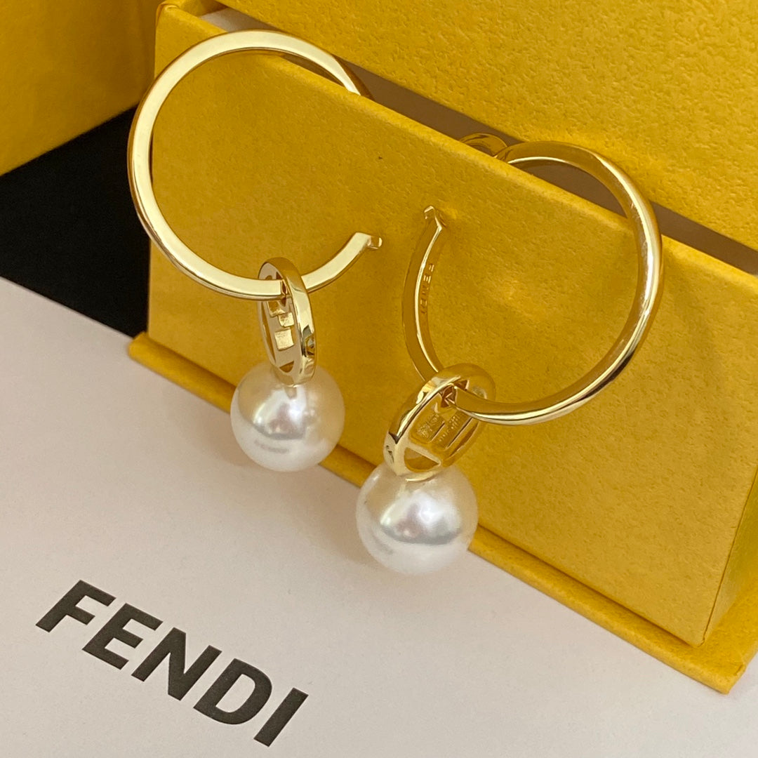 New brass pearl dangle earrings