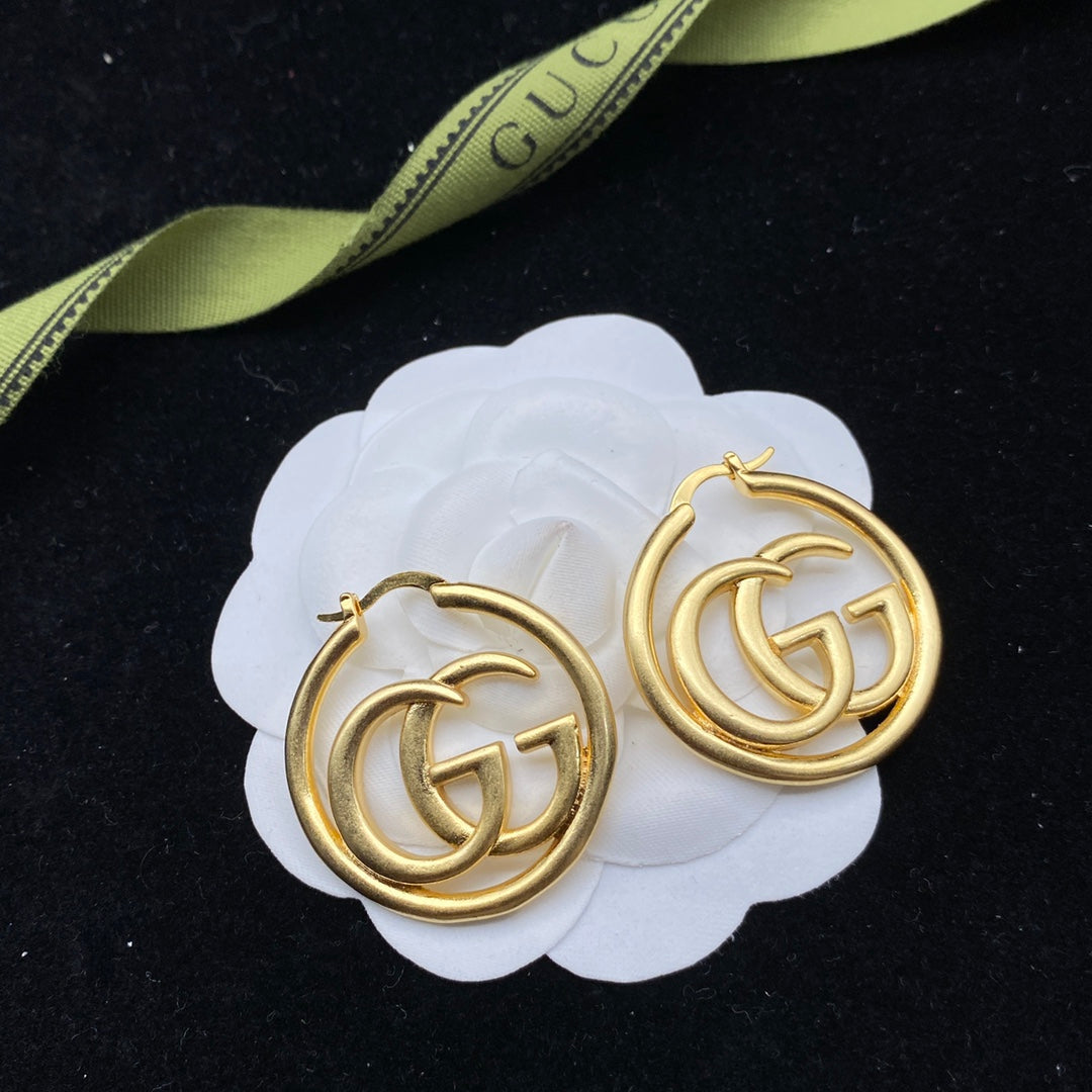 Luxury Brass GG Hollow Earrings