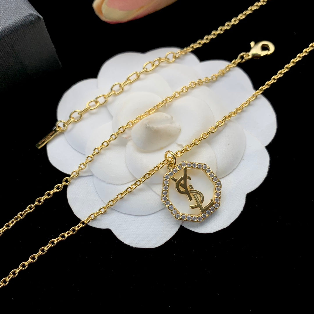 Exquisite Brass Letter Pendant Necklace