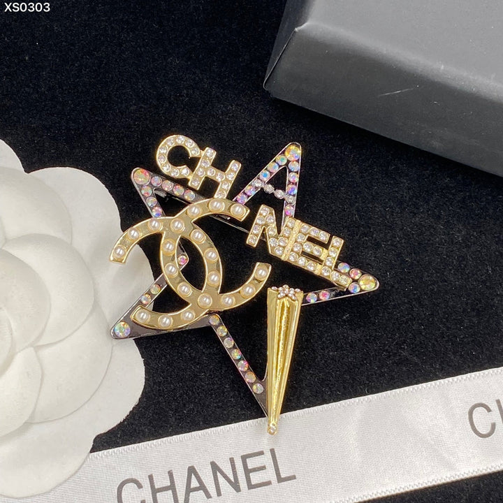 Luxury Five Star Letter Color Brooch