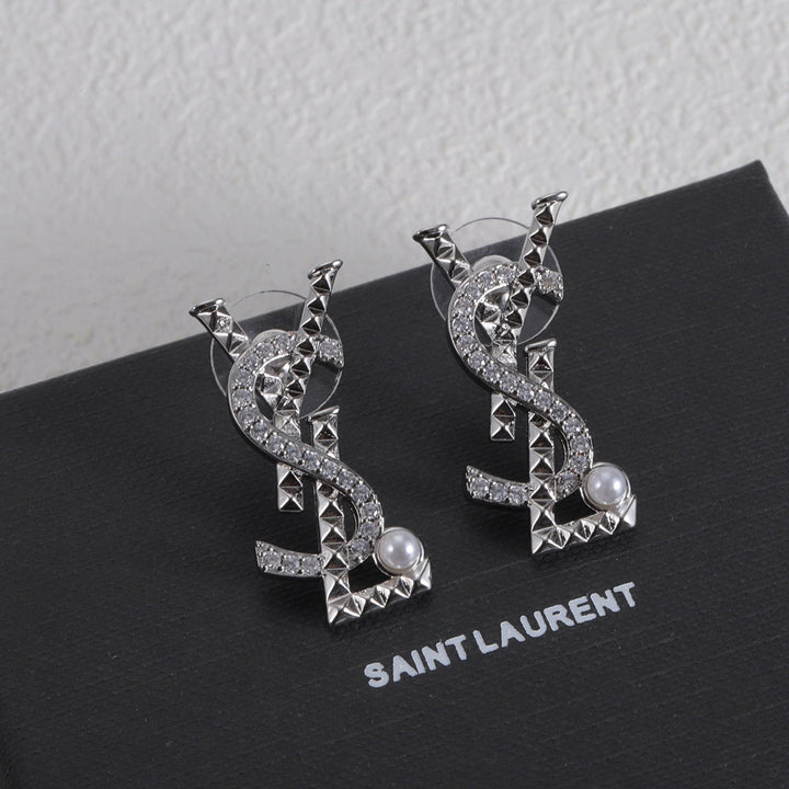 luxury twisted rhinestone letter earrings