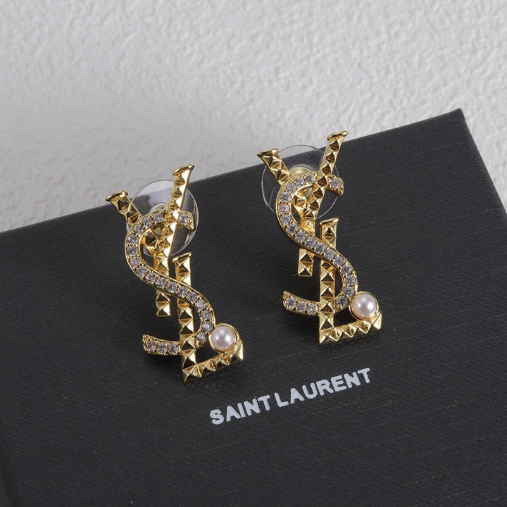 luxury twisted rhinestone letter earrings