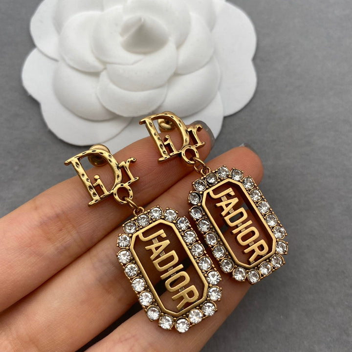 Fashion Square Rhinestone Earrings