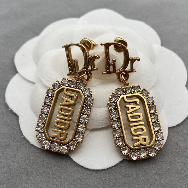 Fashion Square Rhinestone Earrings