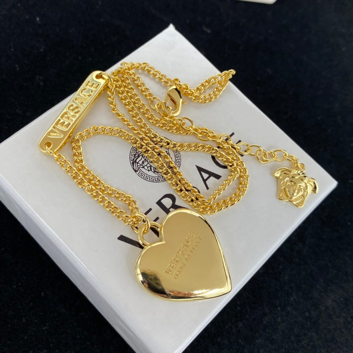 Romantic Love Pendant Brass Necklace