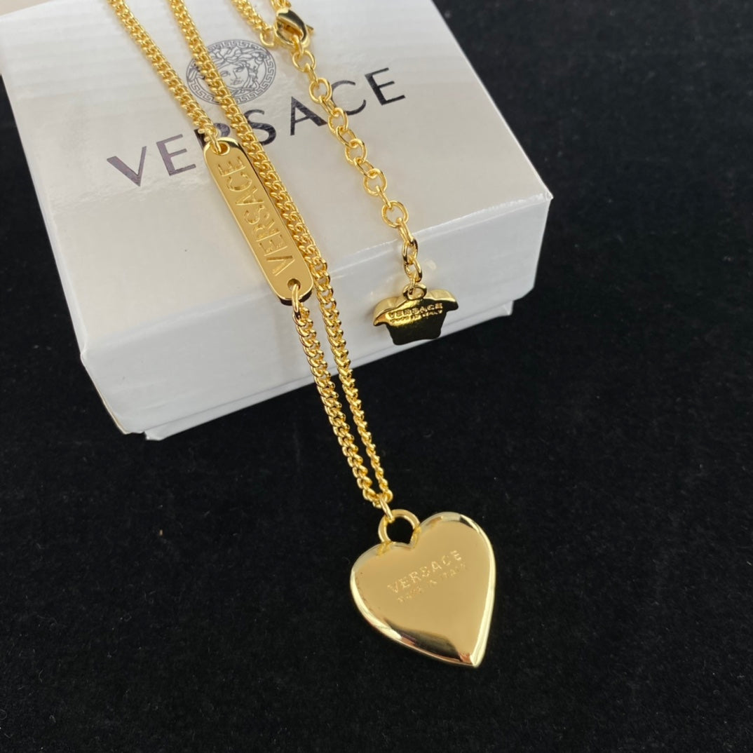 Romantic Love Pendant Brass Necklace