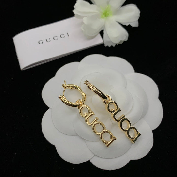 simple brass letter earrings