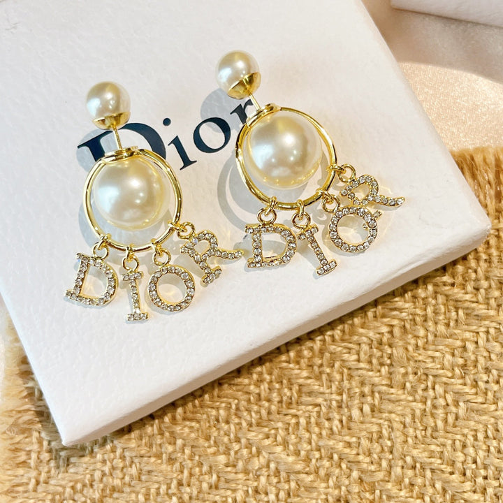 new letters full of diamonds big and small beads earrings