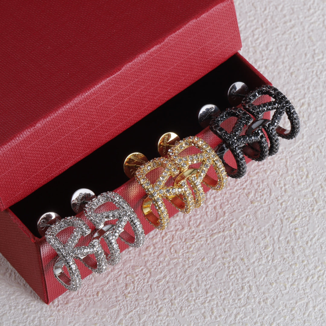 Luxury Double Layers Hollowed Out Rhinestone Earrings